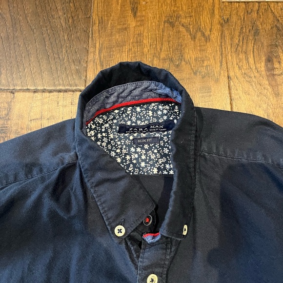 Zara Dark Blue Button Up - Picture 7 of 9